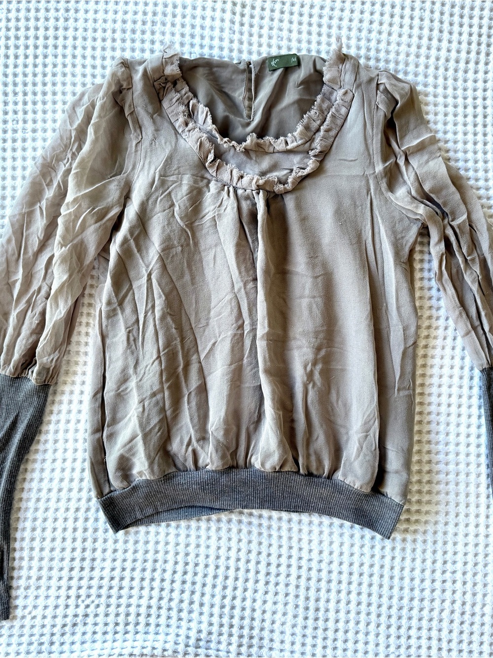 Ruffled Lightweight Taupe Women's Top
